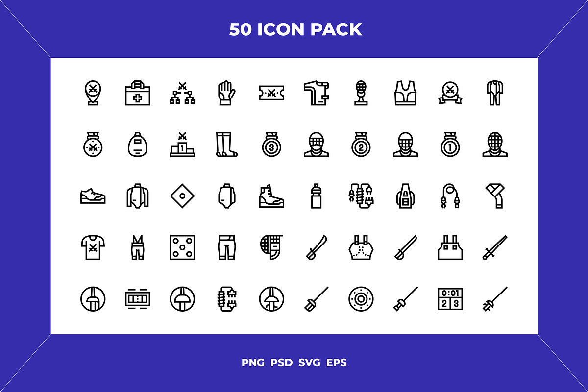Fencing icons, an Outline Icon by Wencory (Photo 1 of 2)