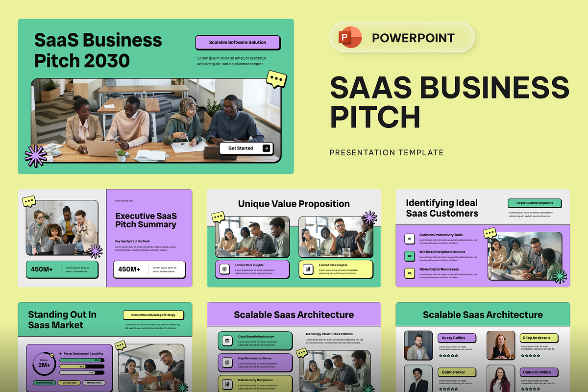 SaaS Business Pitch Powerpoint, a Presentation Template by Sixtemp (Photo 1 of 3)