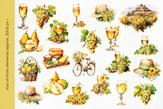 Vineyard Picnic Watercolor Clipart, a Food Illustration by foxsong (Thumbnail 4 of 11)