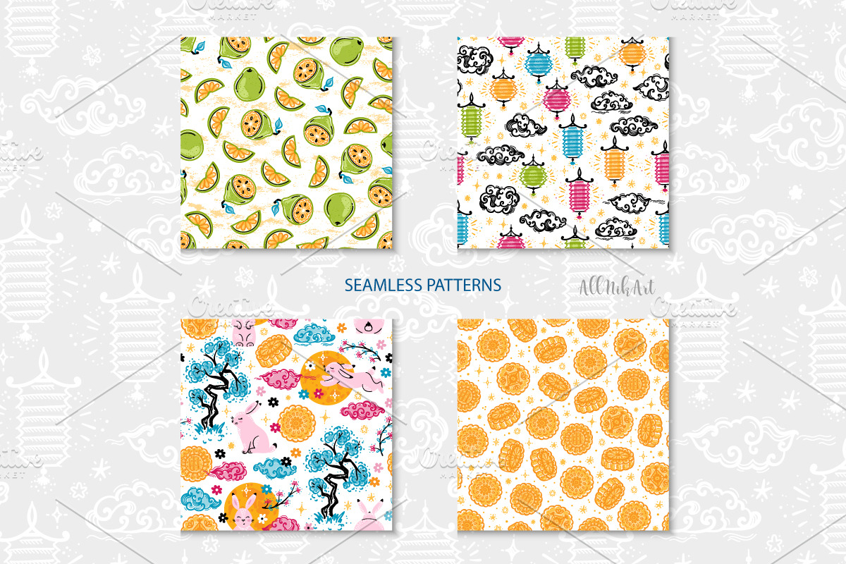 Chinese Mid Autumn Festival, a Pattern Graphic by AllNikArt (Photo 3 of 4)