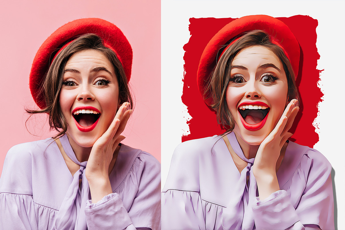 Cartoon funny face vector art effect, an Action Add-On by Shovajit (Photo 3 of 10)