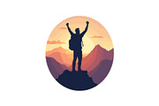 Sunset Hiking Silhouette  Bundle, an Object Graphic by yasushie (Thumbnail 9 of 16)