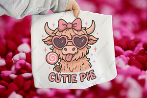 Valentine Highland Cow PNG, an Illustration by CraftArtStudio