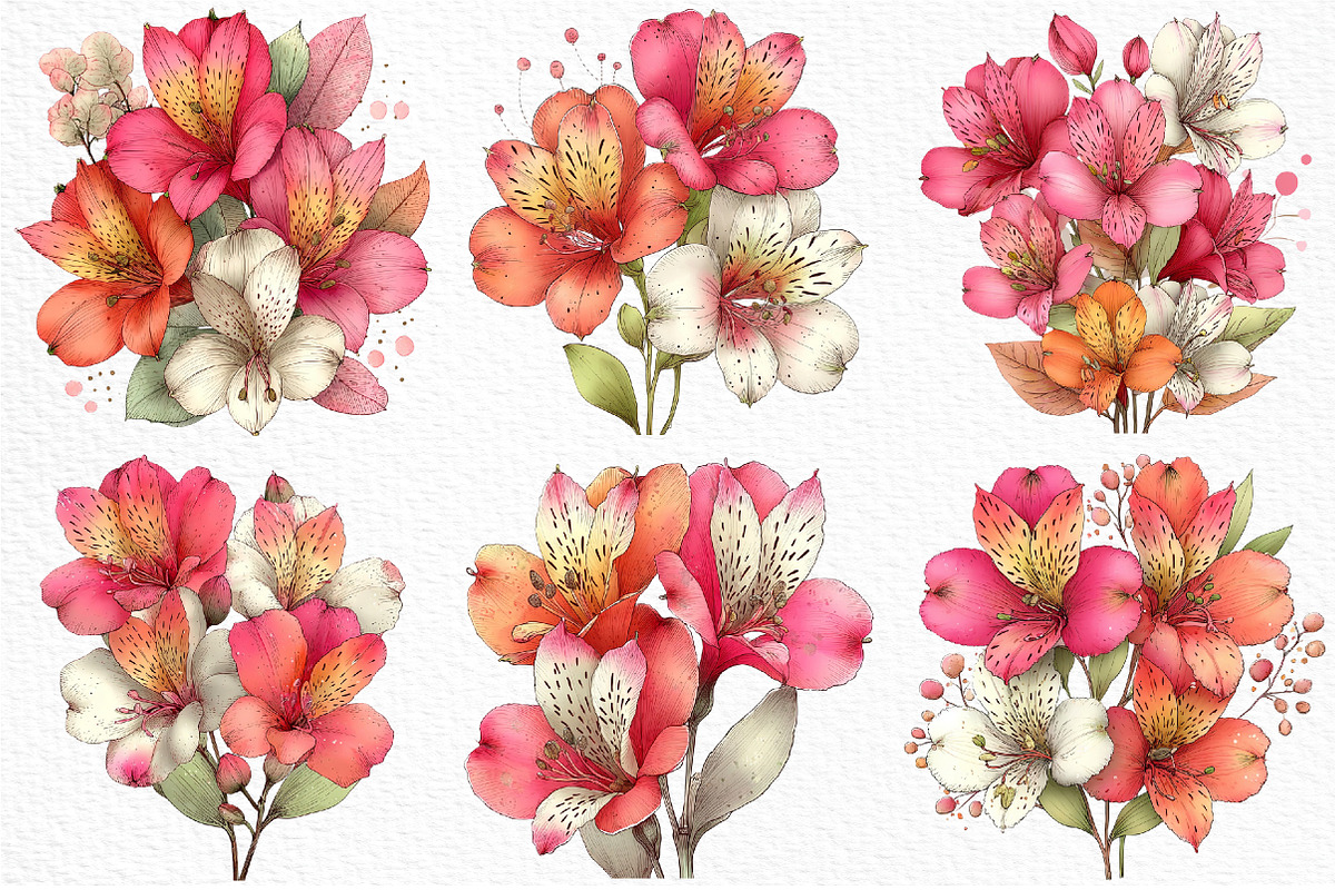 Spring Alstroemeria Flowers Clipart, an Illustration by Craft Nest (Photo 5 of 11)