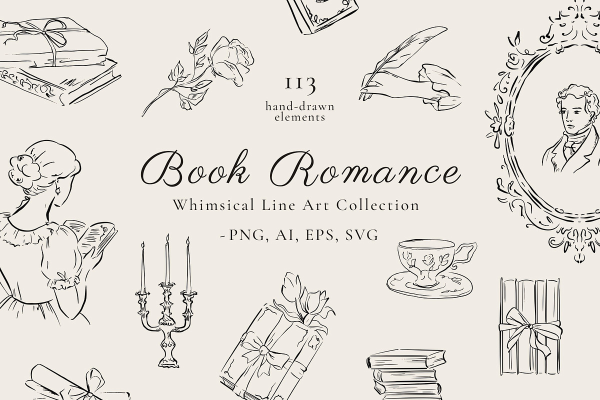 Vintage Literary Line Art collection, a Decorative Illustration by Eva Gentle (Photo 1 of 13)