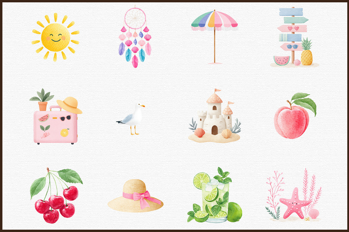 Summer Watercolor Clipart Set, an Illustration by Sublimation Artist (Photo 3 of 6)