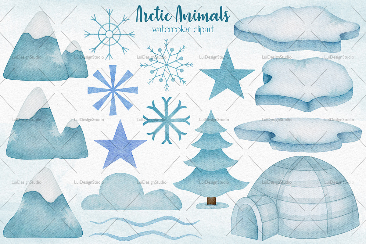 Watercolor Arctic Animals Clipart, an Illustration by LuiDesignStudio (Photo 3 of 5)