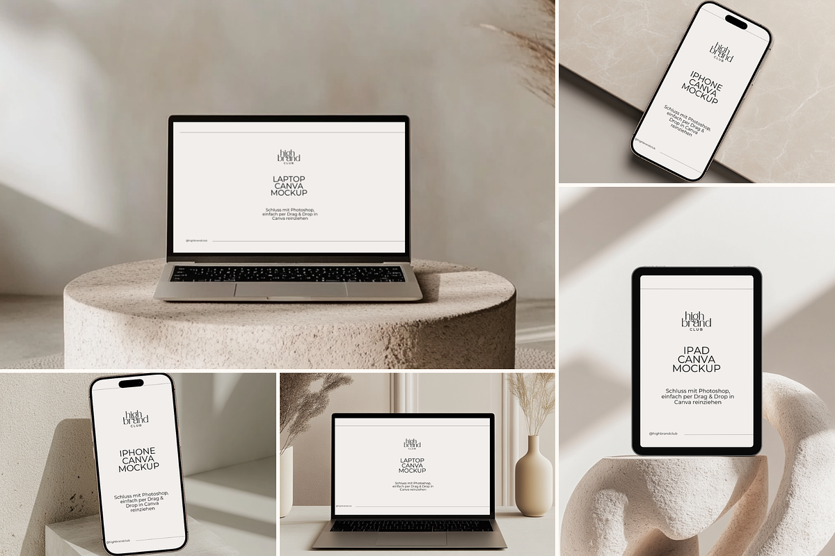 Canva Device Mockups Beige Aesthetic, a Mockup by highbrandclub (Photo 5 of 6)