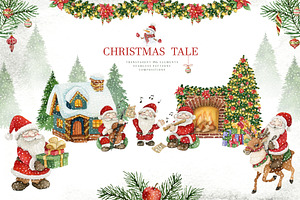Christmas Tale. Watercolor set
