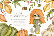Watercolor Cute Thanksgiving Set, an Object Graphic by OrangePeafowlArt (Thumbnail 1 of 15)