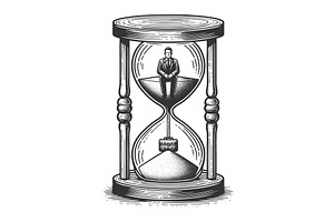 Businessman trapped in hourglass, a Person Illustration by AlexArt