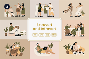 Extrovert And Introvert Illustration