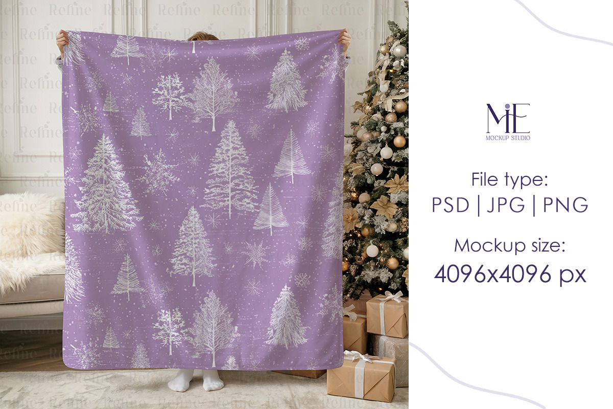 Christmas Sherpa Blanket Mockup, a Household Mockup by Mie Mockup Studio (Photo 6 of 8)