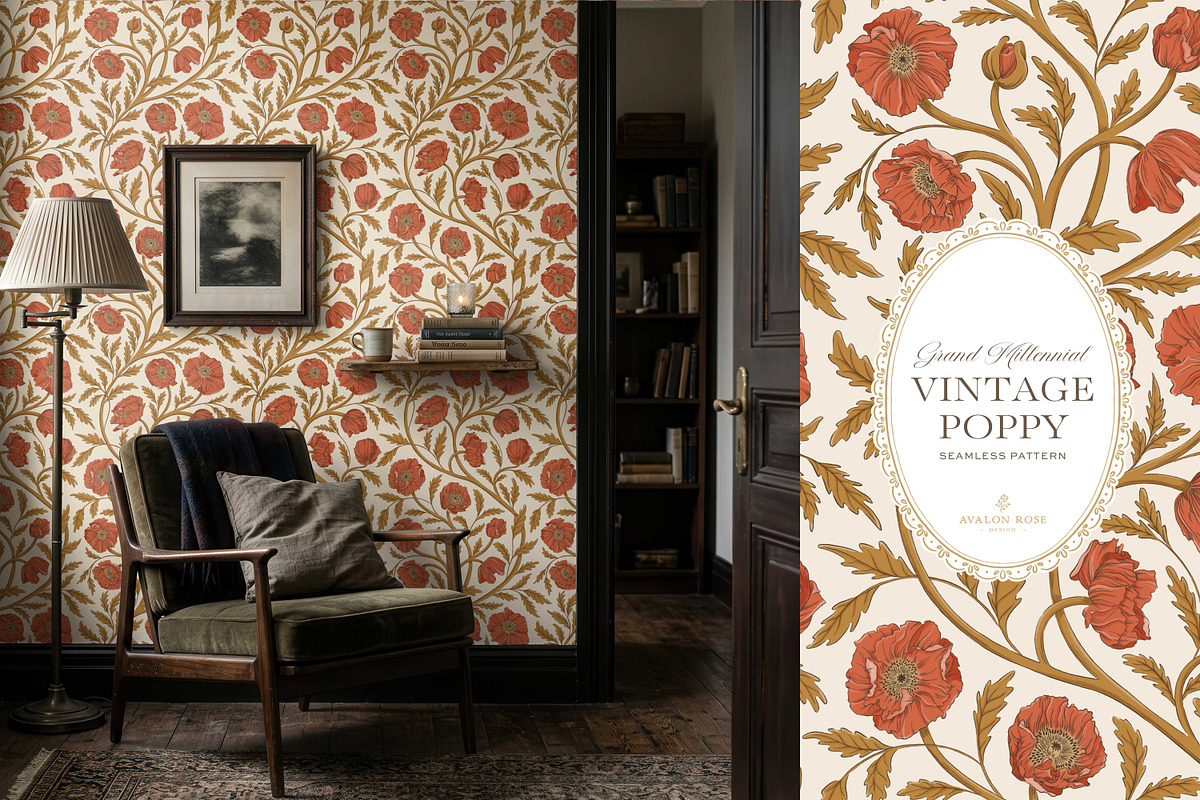 Vintage Poppy Floral Patterns, a Pattern Graphic by Eclectic Anthology (Photo 10 of 13)