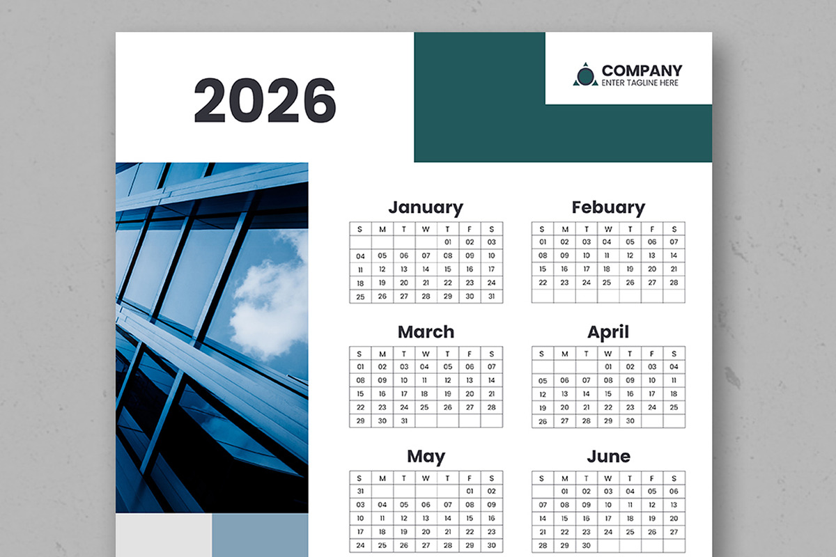 Modern Corporate 2026 Wall Calendar, a Stationery Template by ContestDesign (Photo 2 of 3)