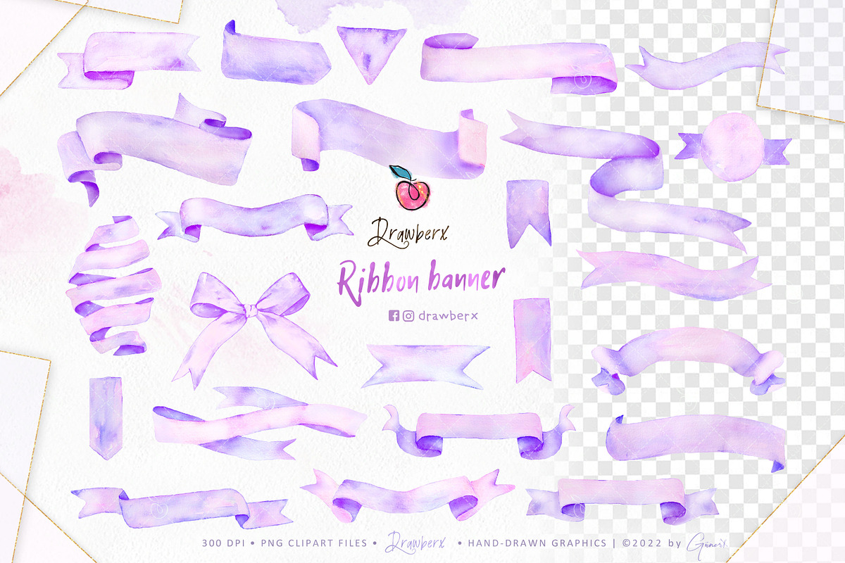 Watercolor Banner pink purple 094, a Graphic by Drawberx (Photo 4 of 6)