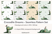 Crocodile Dreams Patterns & Clipart, an Animal Illustration by GoldmoonUA (Thumbnail 1 of 5)