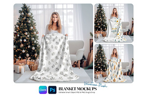 Blanket Mockup Held By Women PSD PNG