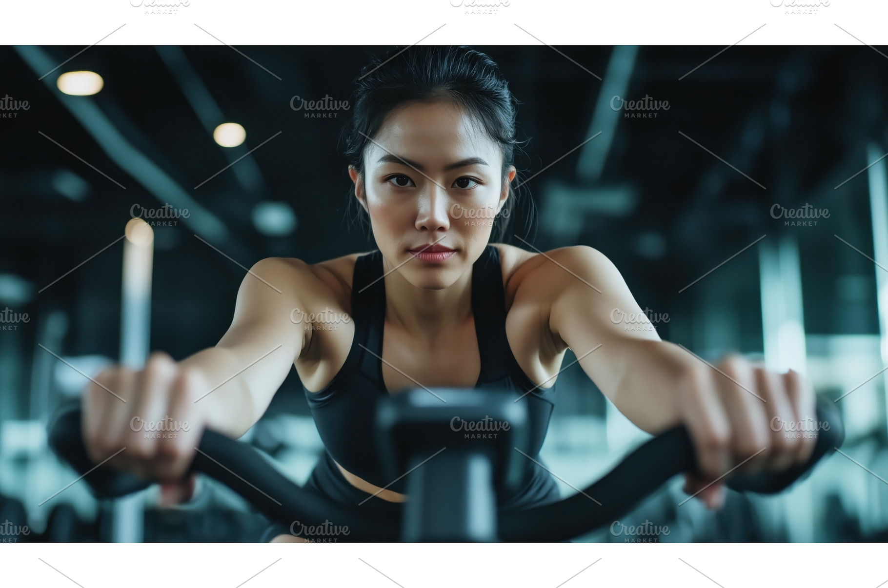 Asian woman intensely focused while, a Person Photo by Sergey Kotenev