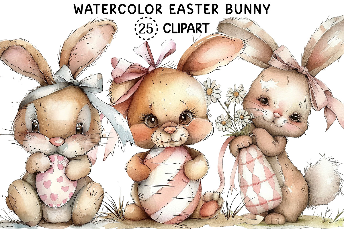 Watercolor Easter Bunny Png Clipart, an Illustration by Creative Art (Photo 1 of 7)