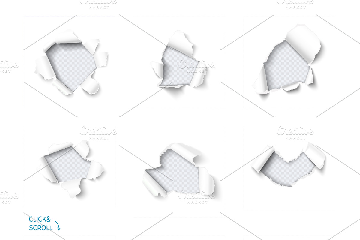 Vector torn paper set. Hole in paper, an Object Graphic by voin_Sveta (Photo 3 of 7)