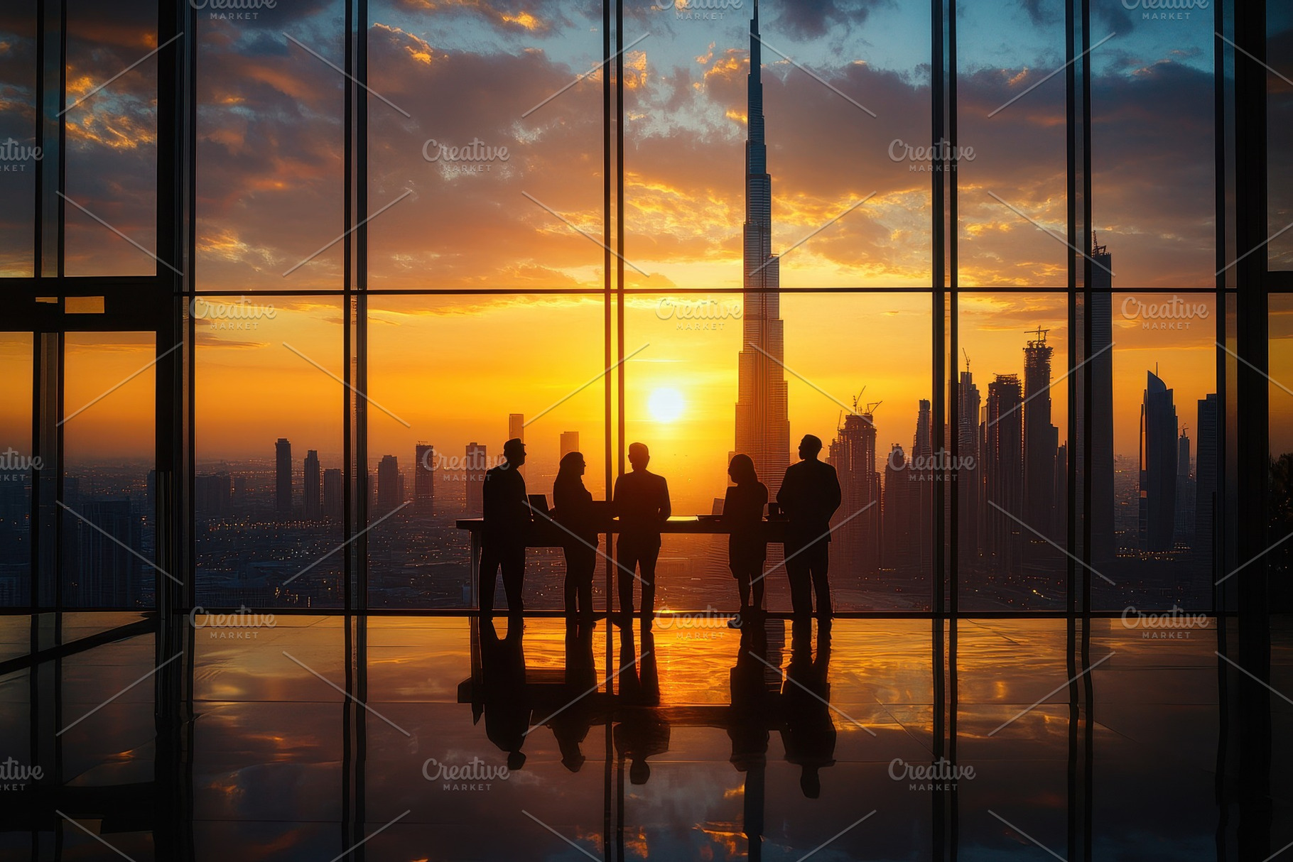 Dynamic business team silhouetted ag, a Photo by Iftikhar Alam