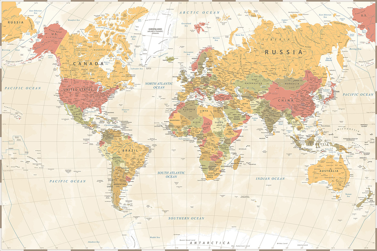 World Map Vector. Political Worldmap, an Education Illustration by PorcuPen Works (Photo 5 of 6)