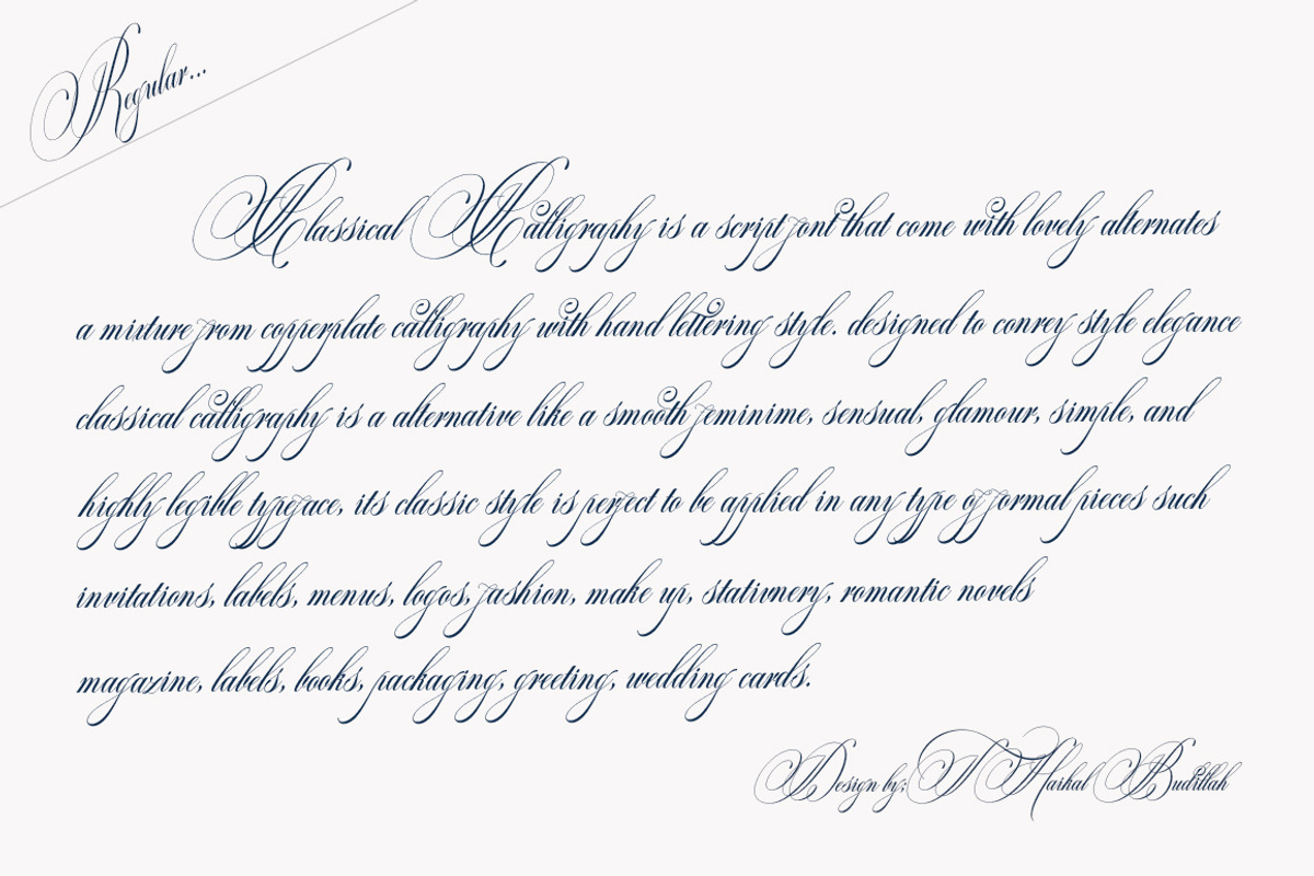Classical Calligraphy, a Script Font by HKL Studio (Photo 7 of 9)