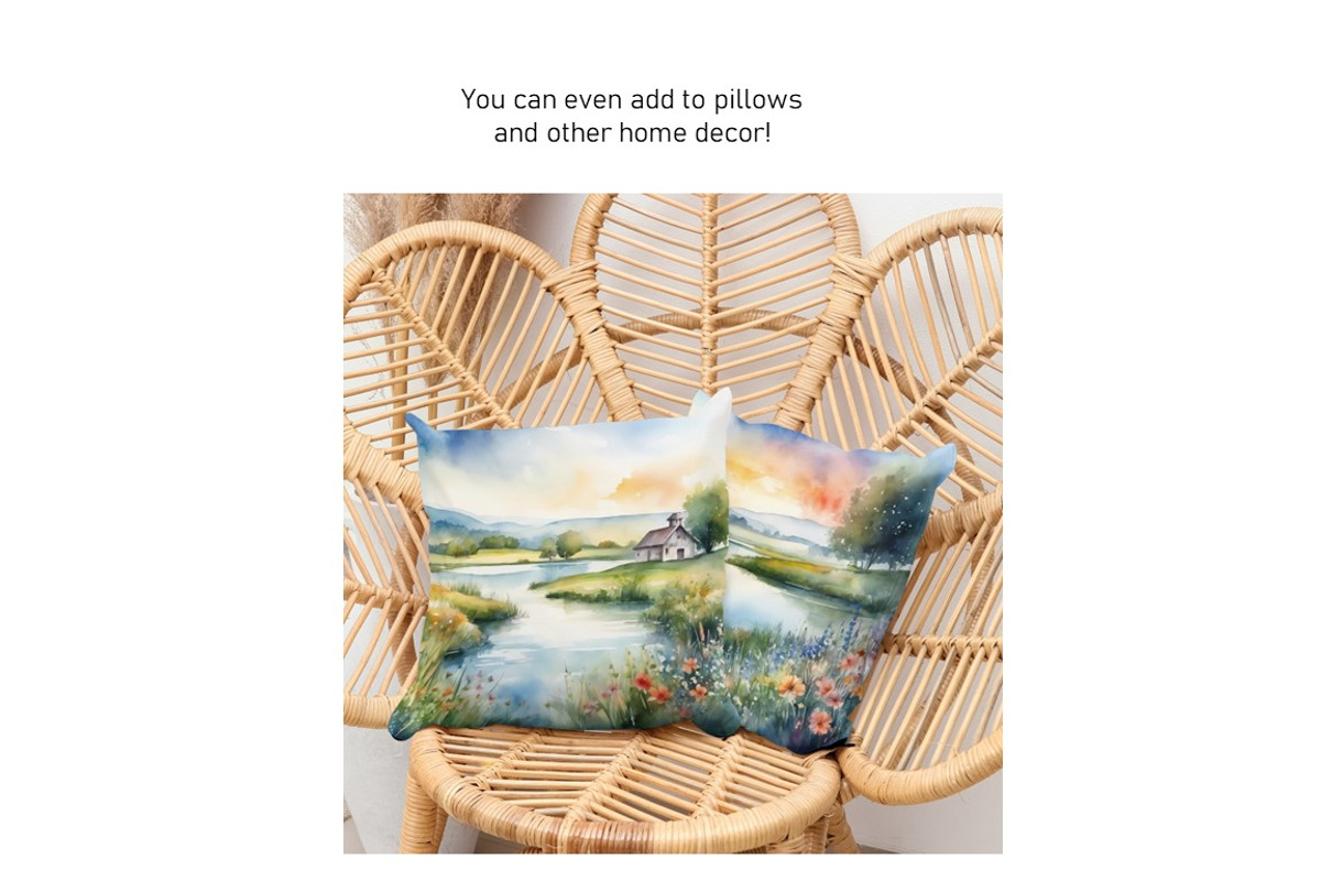 Watercolor Lake Landscapes Set 1, a Decorative Illustration by Kat's Artful Creations (Photo 7 of 10)