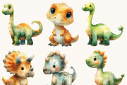 Watercolor Cute Dino Clipart, an Animal Illustration by Design Scotch (Thumbnail 6 of 9)