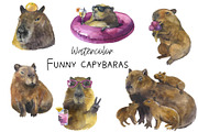 Cute illustrated capybaras, an Animal Illustration by KomtsyanTatyanaArt (Thumbnail 1 of 3)