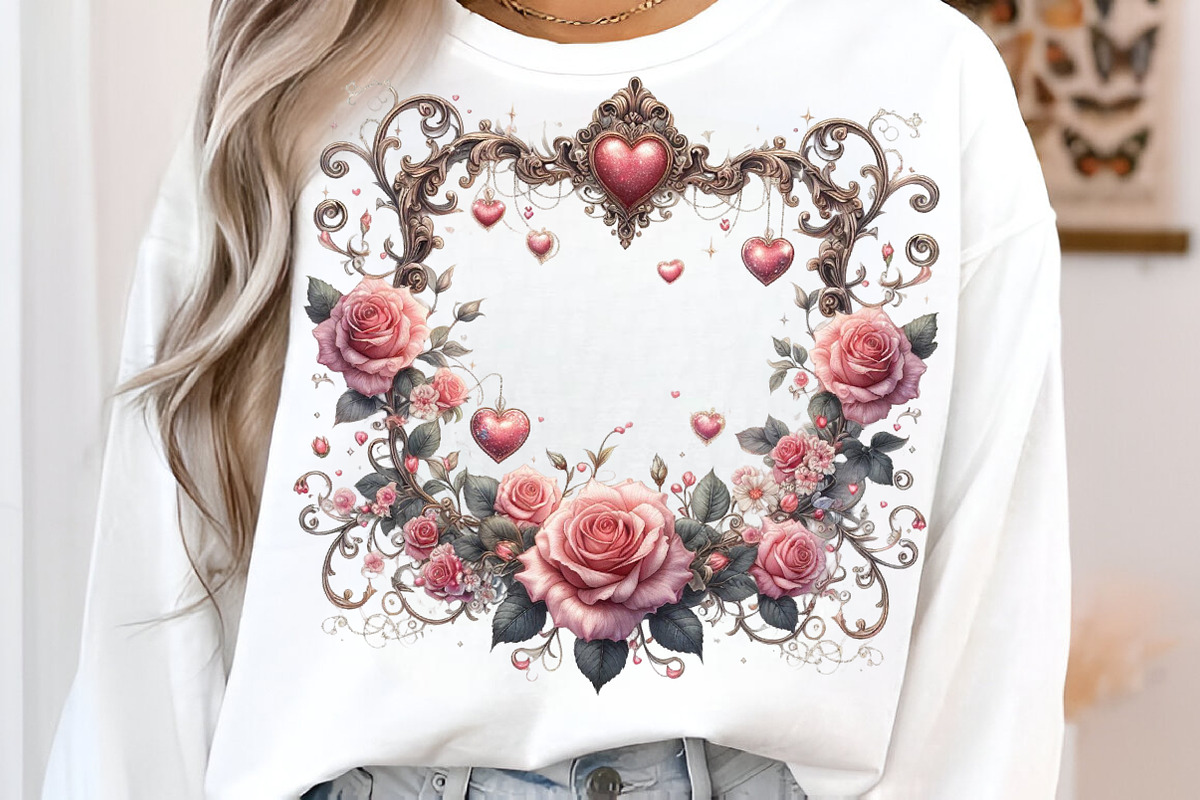 Valentines Watercolor Heart Border, an Illustration by SinaCreation (Photo 9 of 11)