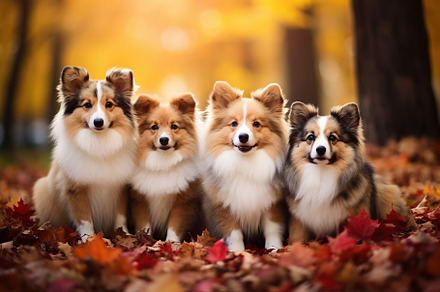 Cute dogs in autumn leaves, an Animal Photo by AlyaAnd