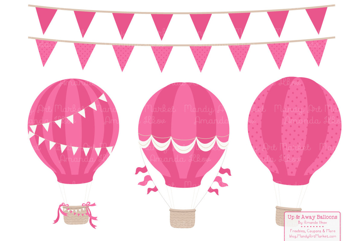 Shades of Pink Hot Air Balloons, an Illustration by Amanda Ilkov (Photo 3 of 6)