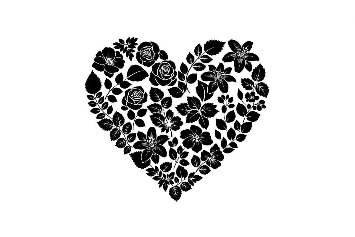 Floral Heart Silhouette Bundle, an Illustration by Designs_River (Photo 21 of 31)