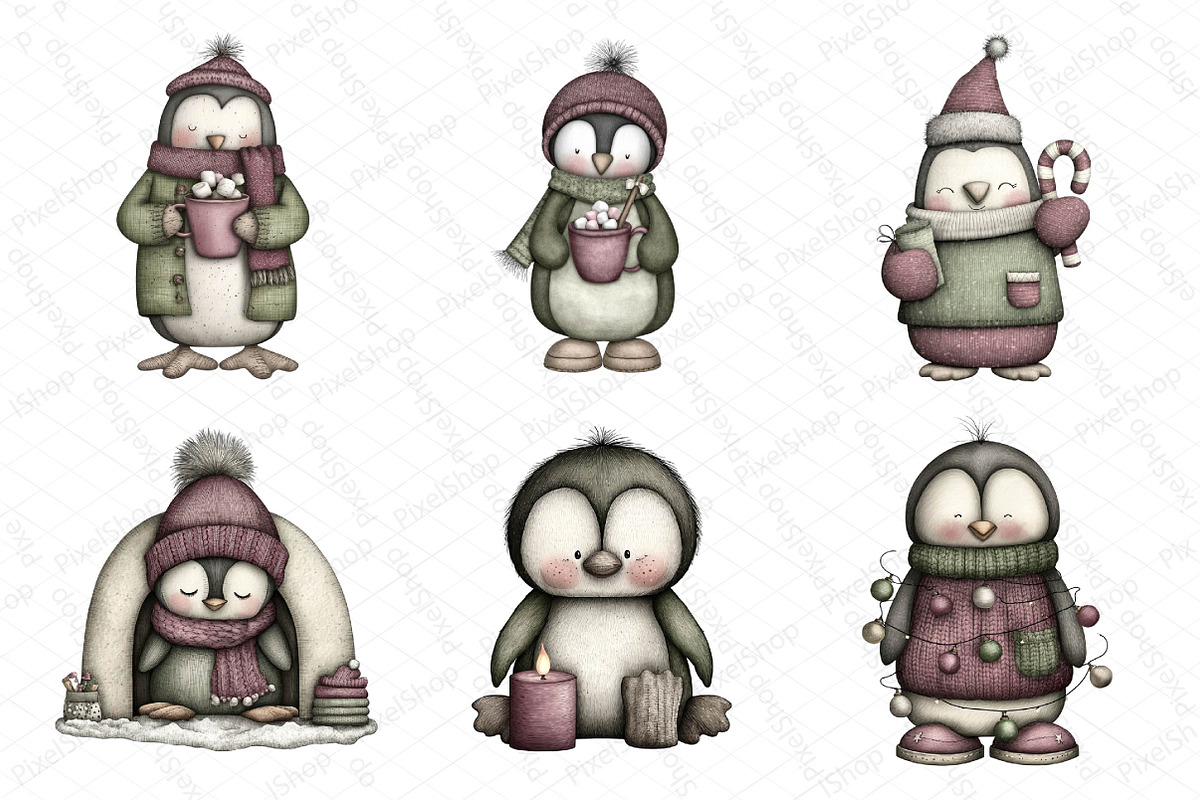 Winter Holiday Penguin Clipart, an Illustration by DreamPrint404 (Photo 5 of 7)