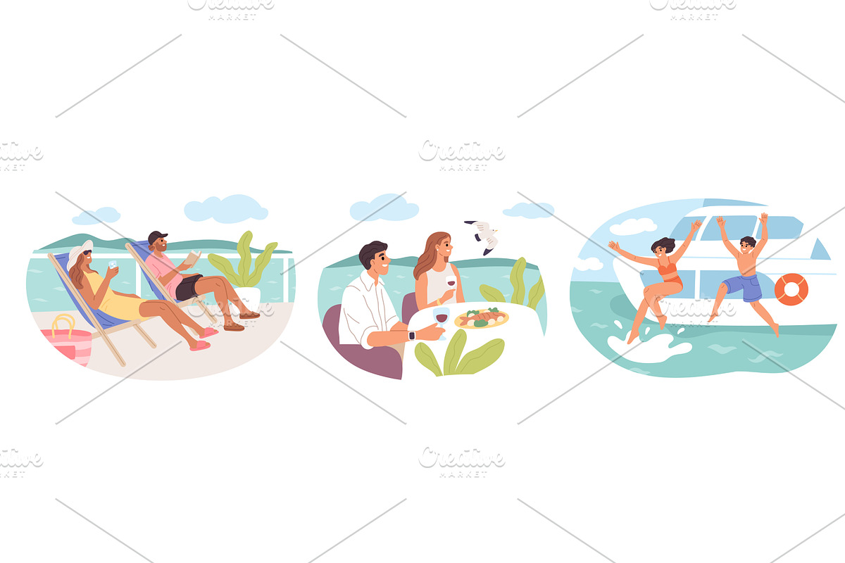 Yacht holidays people. Summer, an Animal Illustration by YummyBuum