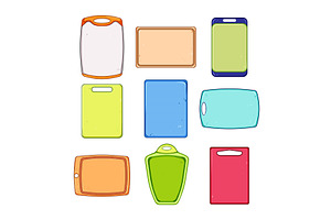 plastic cutting board set cartoon, an Object Illustration by pikepicture