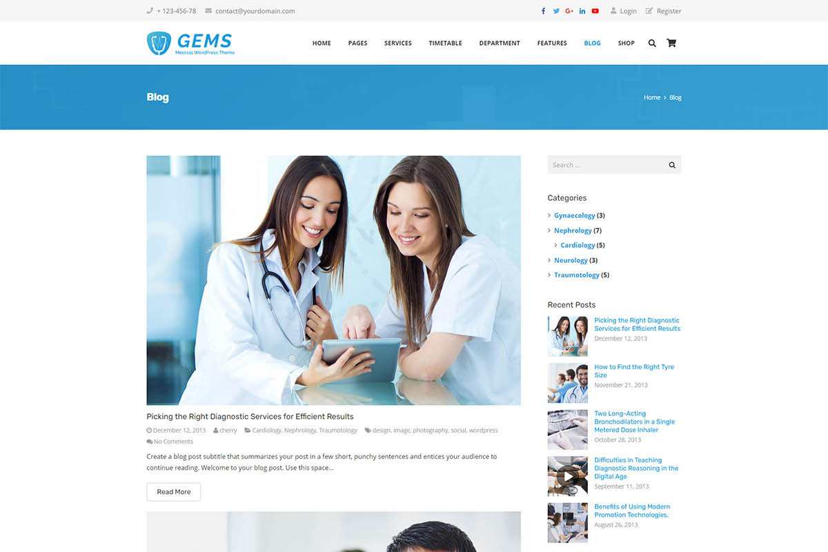 Gems - Medical & Business WordPress, a WordPress Template by Cherry Wordpress Theme (Photo 7 of 8)