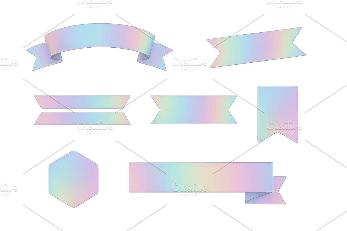 Collection of iridescent banners and, an Illustration by ZinetroN