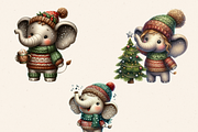 CHRISTMAS ELEPHANT CLIPART PACK, a Seasonal Illustration by Daring Digies (Thumbnail 5 of 9)