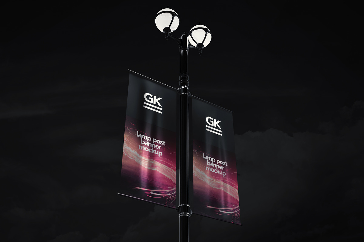 Lamp Post Banner Mock-up, an Advertising Mockup by GK Creative (Photo 4 of 7)