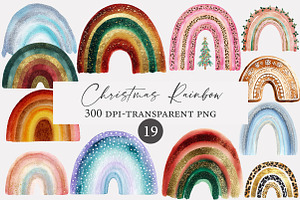 Christmas Rainbow Brushstrokes Clipa, an Illustration by Designworld