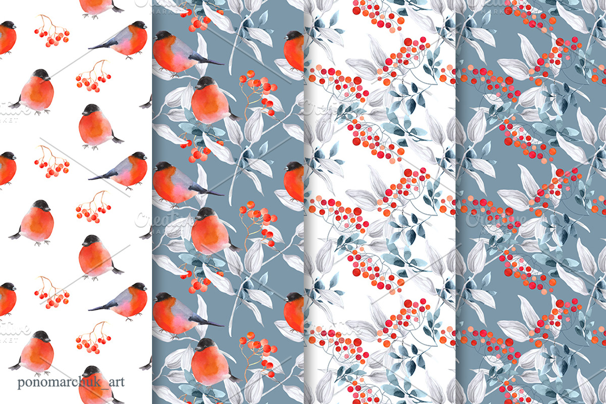 Winter Birds. Vector collection, a Decorative Illustration by Colibri Watercolor (Photo 4 of 9)
