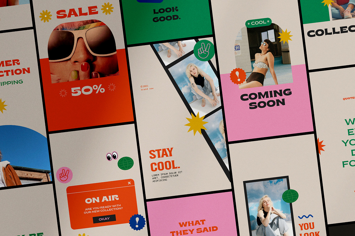 Pop90s Social Media Templates, a Social Media Template by Creavora (Photo 10 of 11)