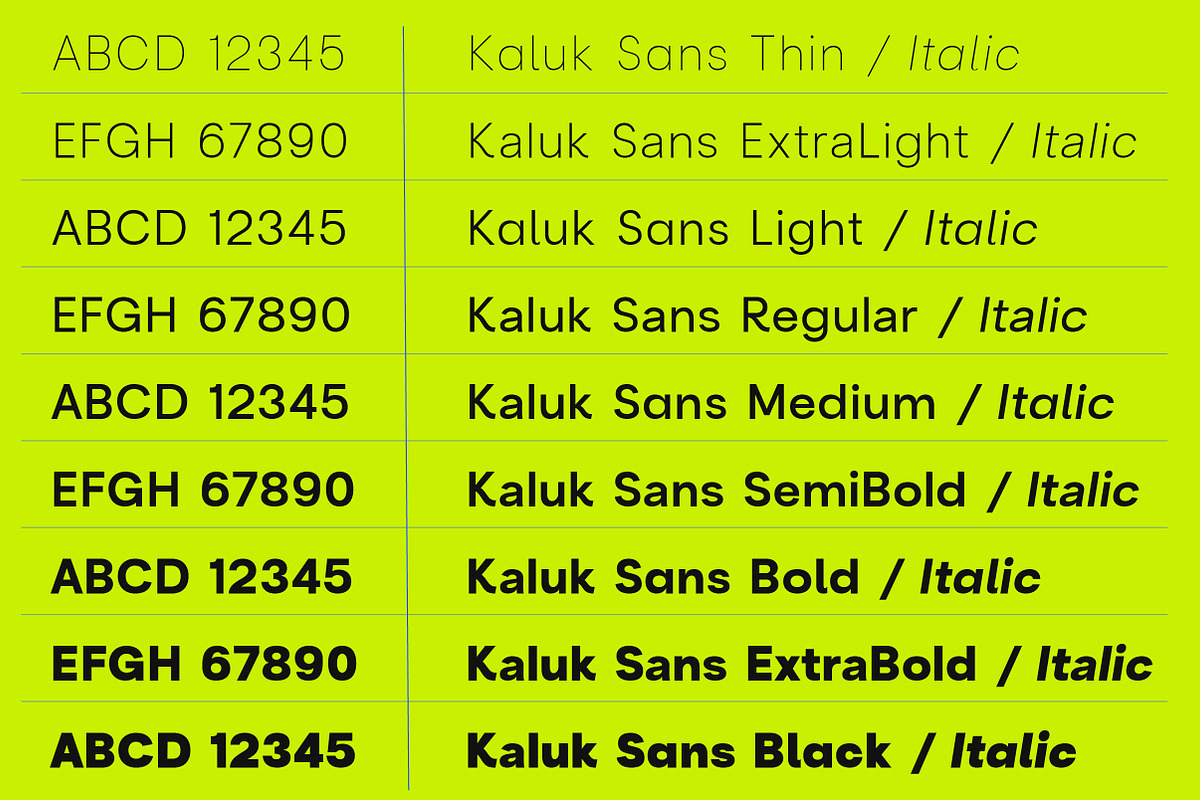 Kaluk Sans Family | Intro 60% OFF, a Sans Serif Font by Lettertype Studio (Photo 19 of 19)