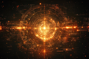 Bright golden abstract design illust, a Photo by Tanuart