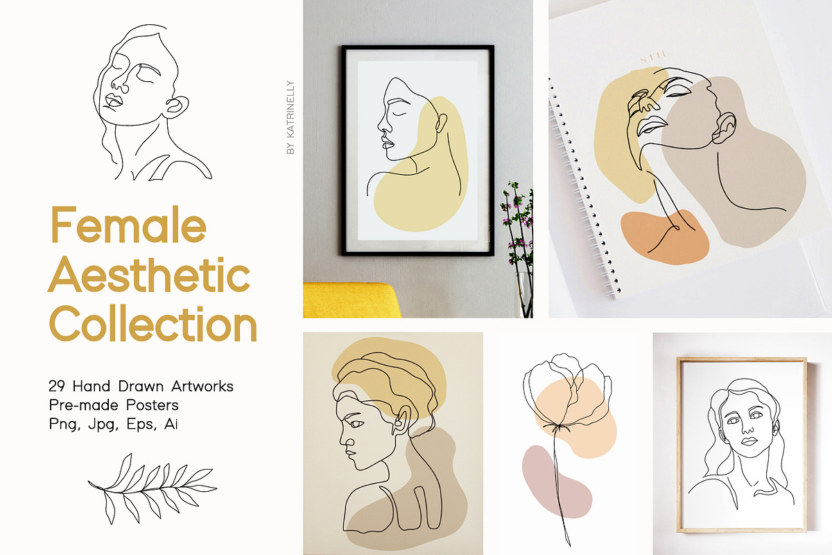 Female Aesthetic One line Drawings, a Graphic by Katrinelly (Photo 1 of 19)
