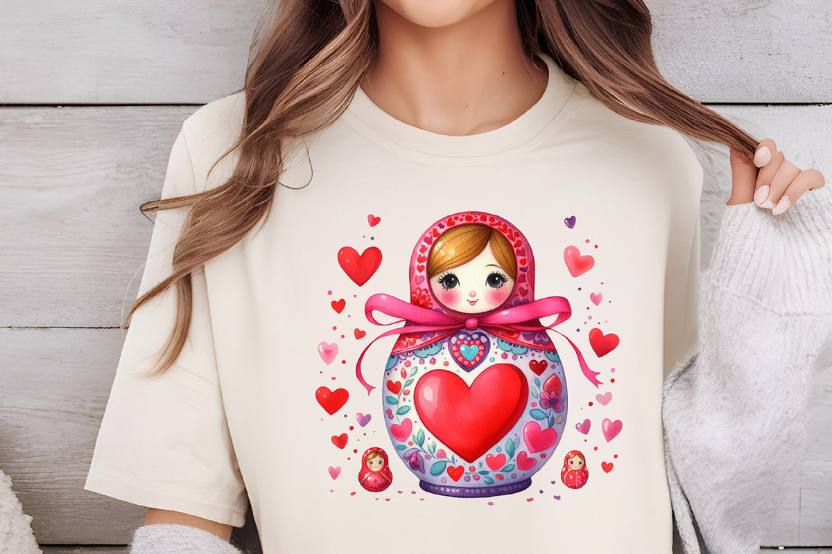 Valentine's Matryoshka Doll Clipart, an Illustration by DreamCafeArt (Photo 6 of 6)