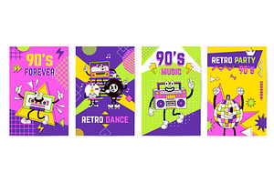 Music retro groovy banners. 80s 90s, a Sport Illustration by Valerie Bodnar